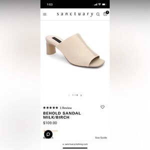 SANCTUARY BEHOLD SANDAL MILK/BIRCH 8.5